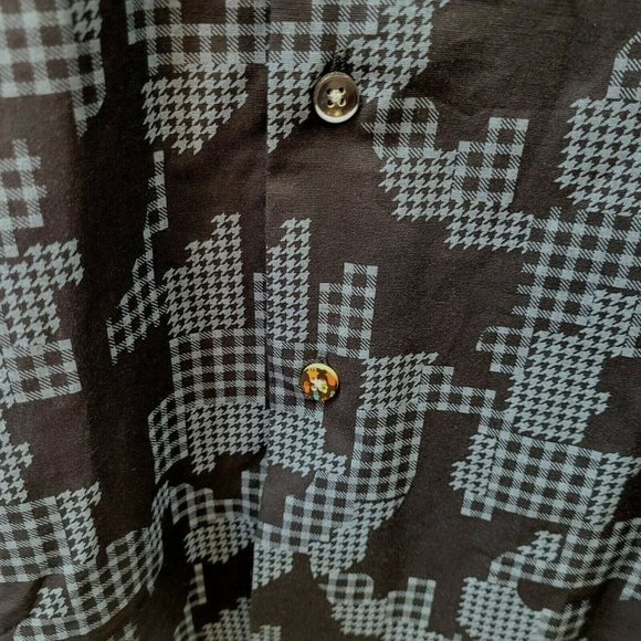 Visconti Black Shirt Men's Sz Small Navy Blue Houndstooth Camouflage Shapes NWT - Picture 11 of 11